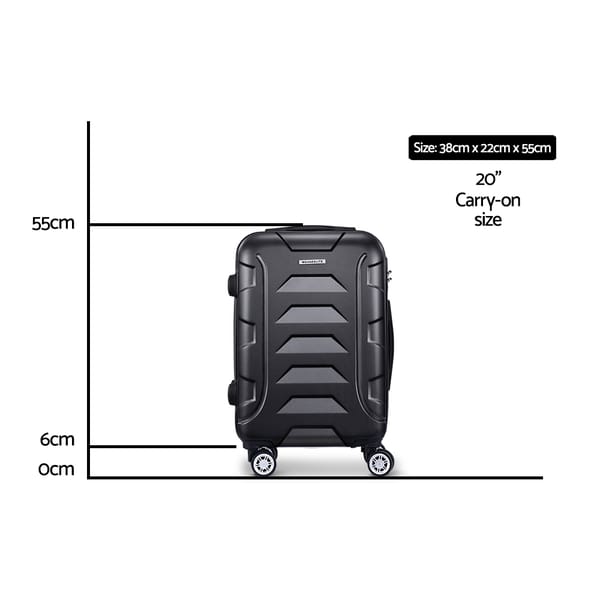 Wanderlite 20" Carry-On Hard Shell Suitcase | Zipper Lock | Black