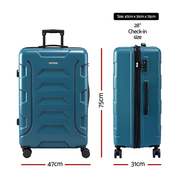 Wanderlite 28" Hard Shell Luggage | TSA Lock & 360° Spinner Wheels | Teal & Black