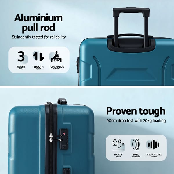 Wanderlite 28" Hard Shell Luggage | TSA Lock & 360° Spinner Wheels | Teal & Black