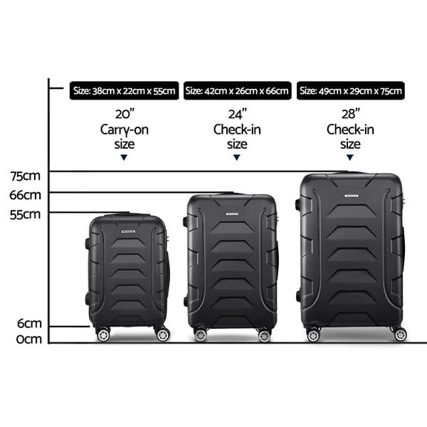 Wanderlite 3-Piece Hard Shell Luggage Set | 20" 24" 28" with TSA Lock & Spinner Wheels | 4 Colours