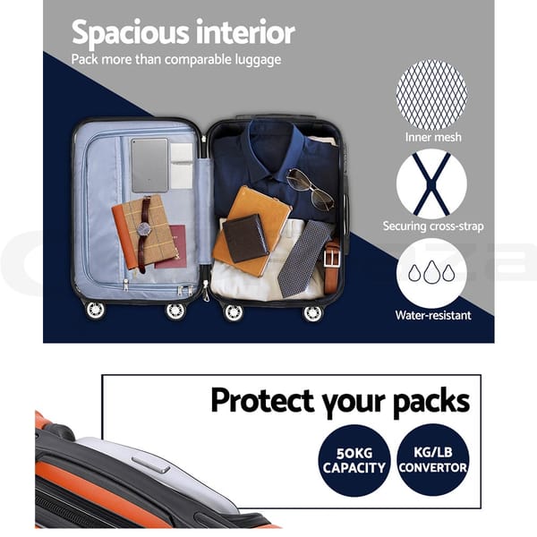 Wanderlite 3-Piece Hard Shell Luggage Set | TSA Lock | 20" 24" 28"