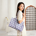 Taro Mud Chessboard" light purple tote bag | two-in-one handbag and cross-body bag