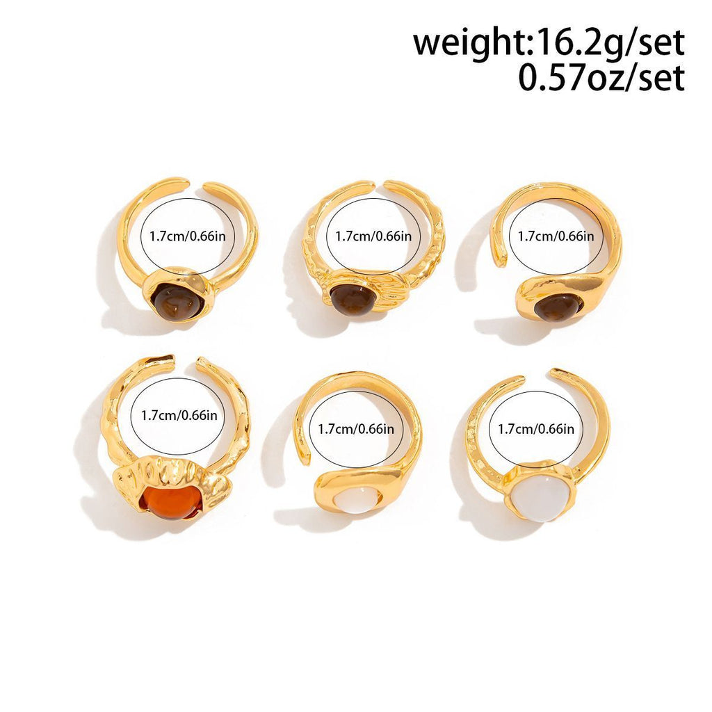 Floral Stackable Ring Set – Light Gold, 3 Pack