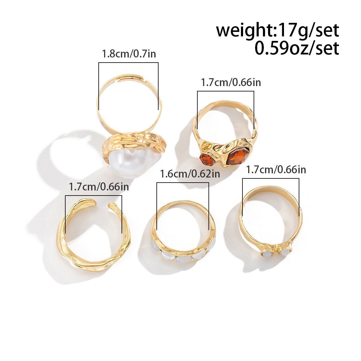 Floral Stackable Ring Set – Light Silver, 6 Pack