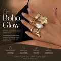 Floral Split Band Ring Set – Light Gold, 6 Pack