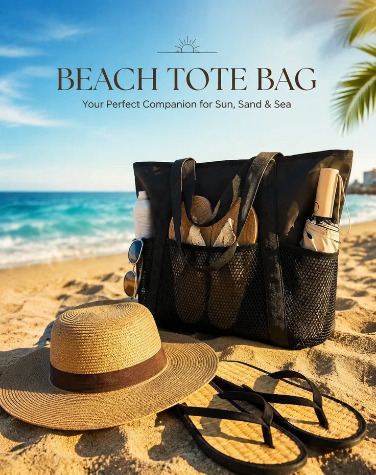 Large Waterproof Beach Bag | Zip Closure | 3 Colours
