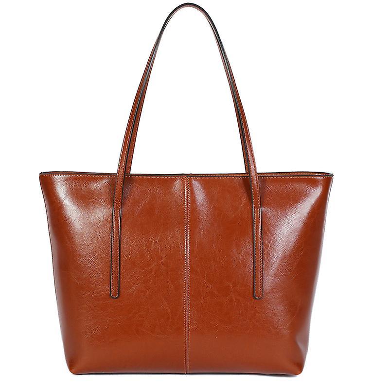 Women's Leather Tote Bag Cowhide Shoulder Bag or Handbag - Orange