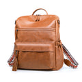 Coffee Fashionable Large-Capacity Women's Backpack - Waterproof, Durable, High-Quality PU Leather - Travel Backpack - Vintage-Style PU Leather Backpack