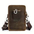 Genuine Leather Crossbody Bag | Lion Clasp | Brown & Black | Travel & Daily Use