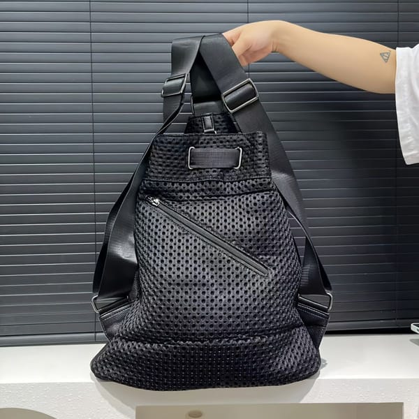 Leather & Mesh Hybrid Backpack - Black | Fits 15" Laptop