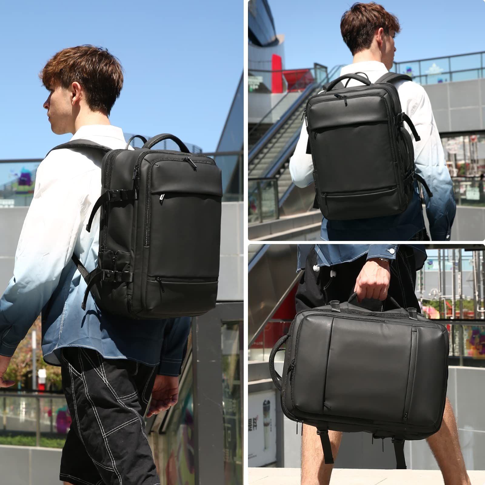 Large Carry On Backpack, 40L Expandable USB Backpack, 17.3” Laptop Backpack for Men Airline Approved Travel Business Weekender Bag