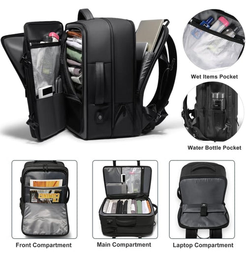 40L Expandable Travel Backpack with USB Charging | Carry-On Approved