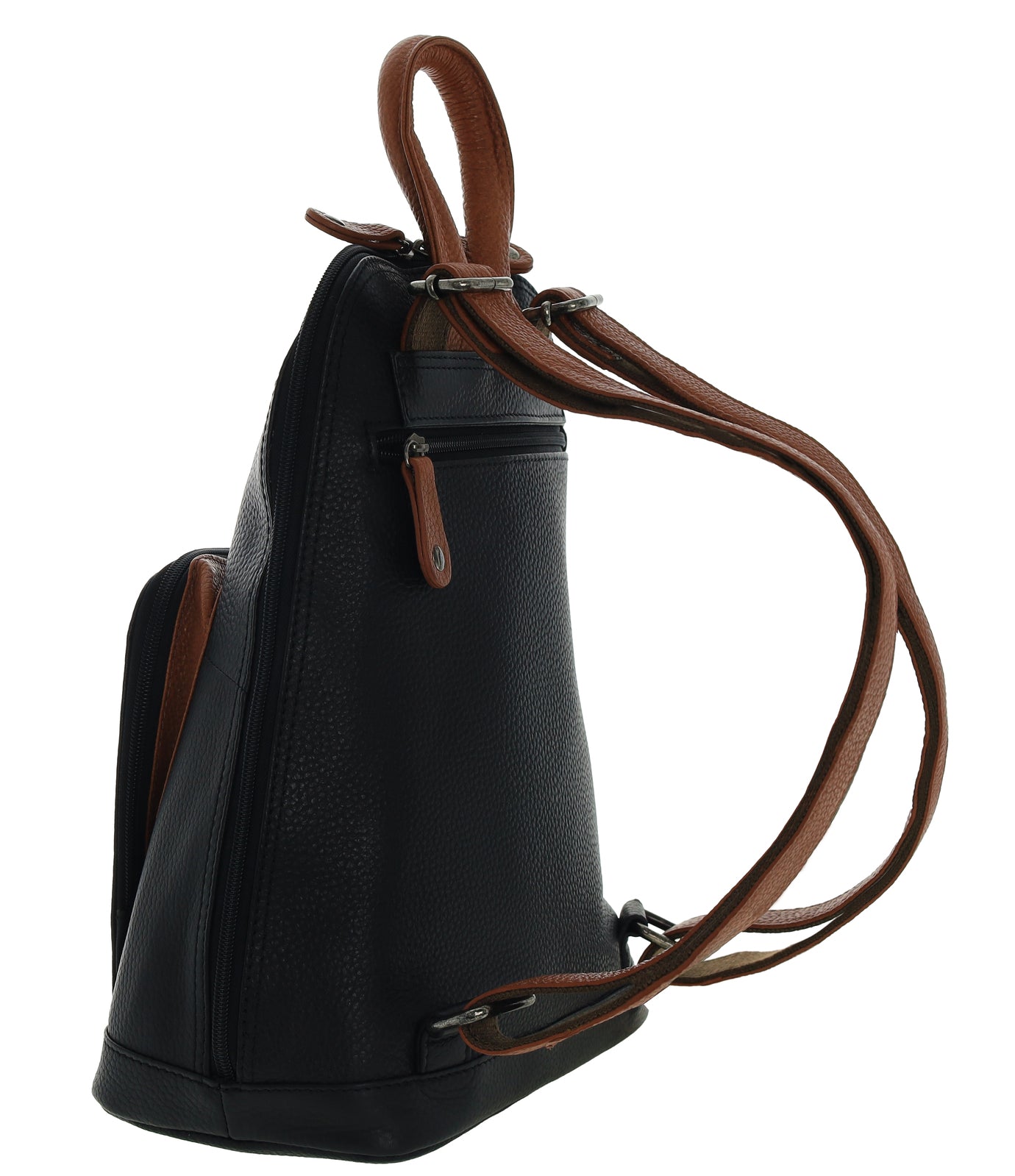 Milleni Nappa Leather Backpack – Black & Cognac