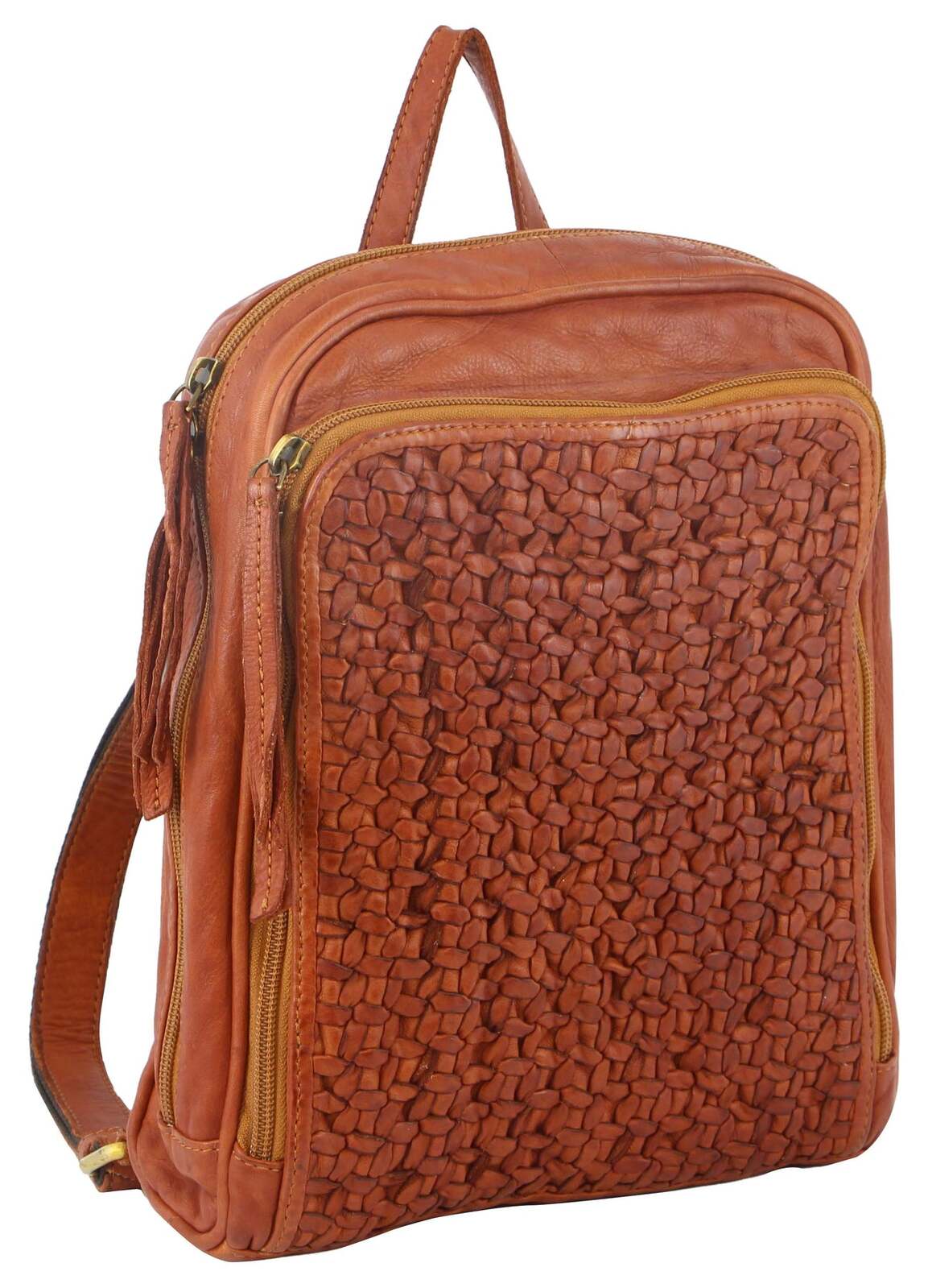 Pierre Cardin Woven Leather Backpack – Cognac