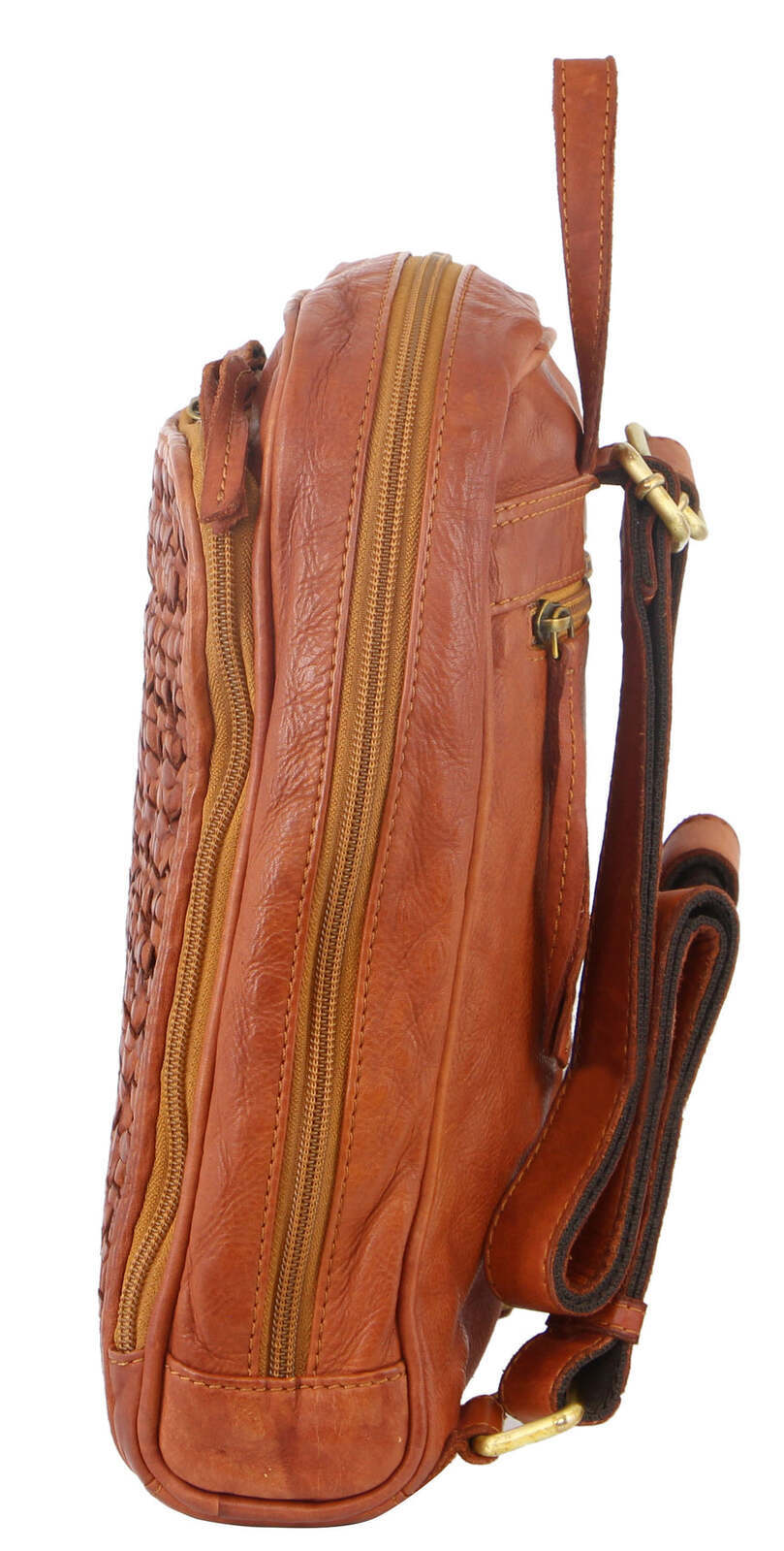 Pierre Cardin Woven Leather Backpack – Cognac