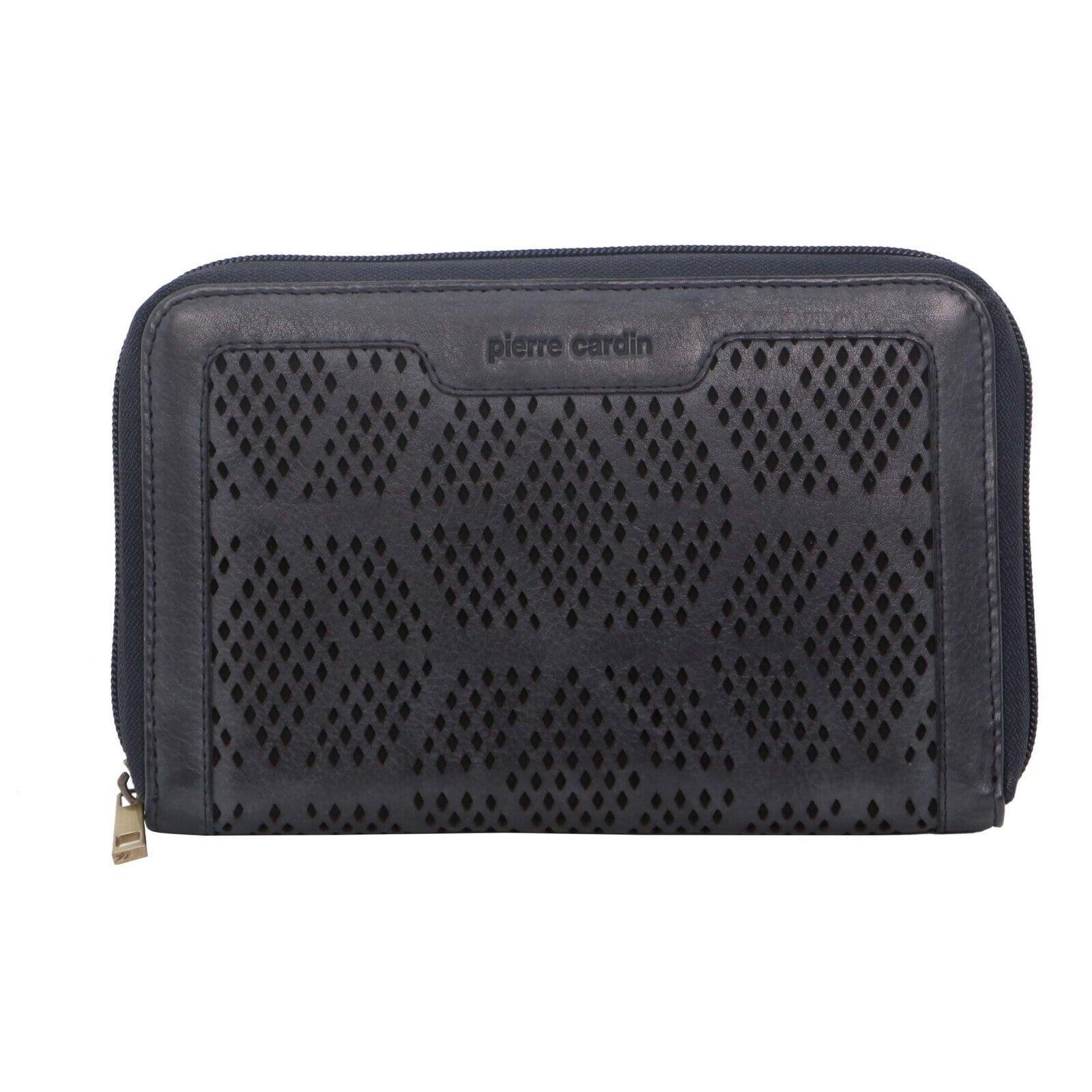 Pierre Cardin Perforated Leather Zip Wallet – Teal