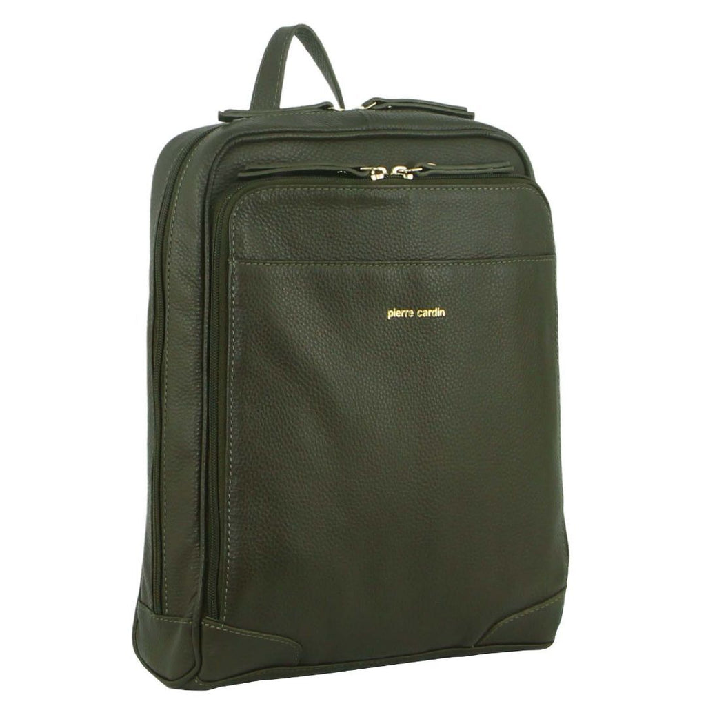 Pierre Cardin Rustic Leather Backpack – Olive