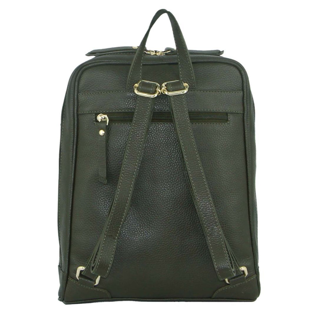 Pierre Cardin Rustic Leather Backpack – Olive