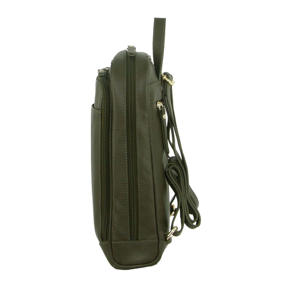 Pierre Cardin Rustic Leather Backpack – Olive