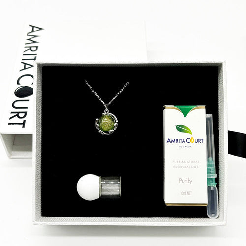 Aroma Diffuser Necklace Gift Box – Gold Green