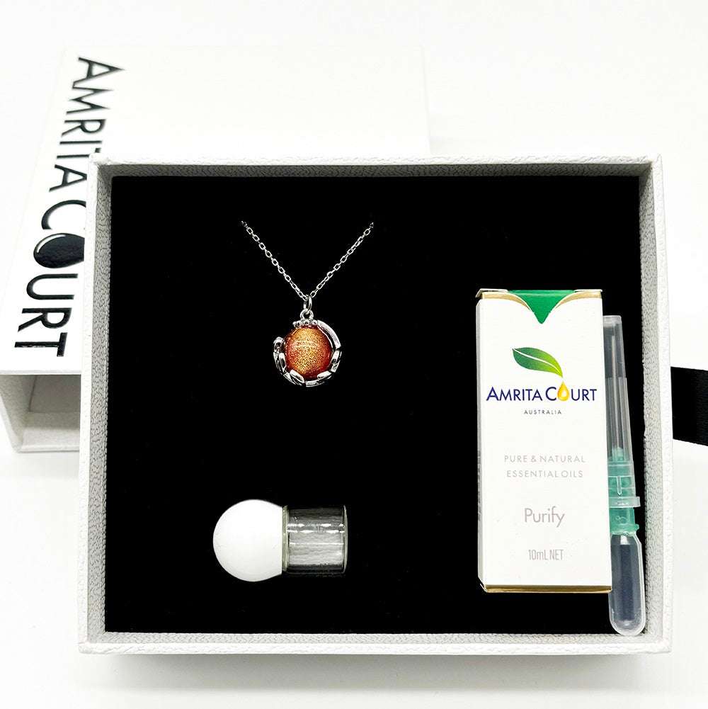 Aroma Diffuser Necklace Gift Box – Fire Red