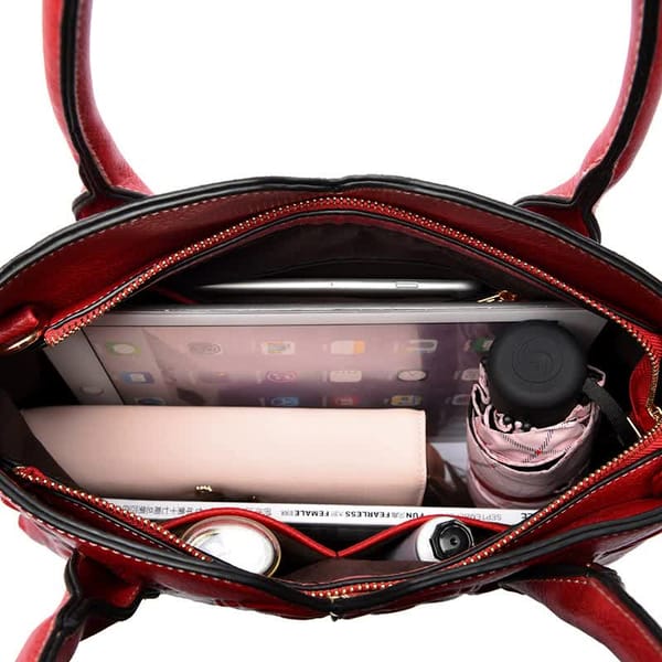 Embossed Rose Leather Tote Bag - Vintage Floral Tote