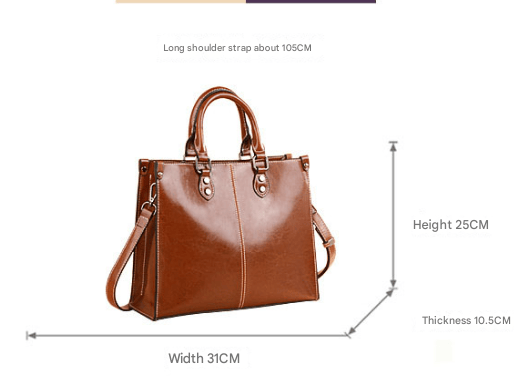 Elegant Leather Tote Bag with Adjustable Shoulder Strap - Black or Brown