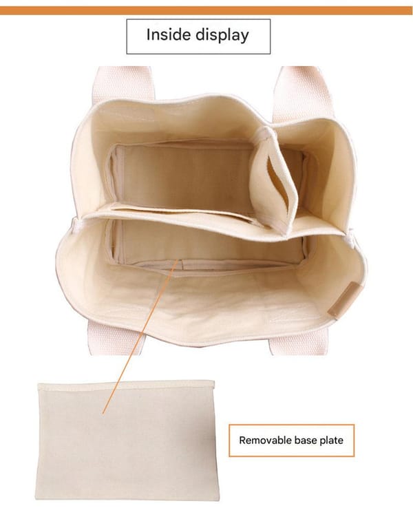 Canvas Tote Bag with Multiple Compartments | Rose, Pink, Green