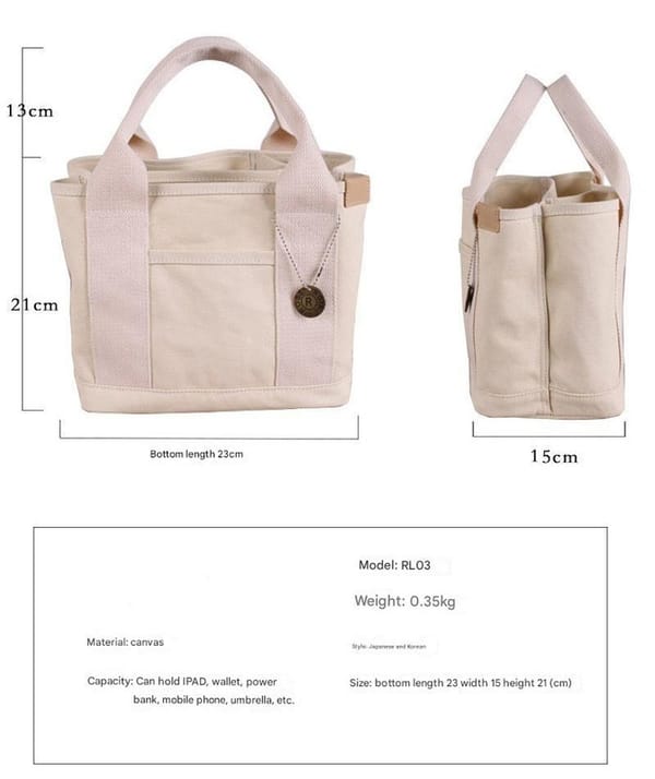 Canvas Tote Bag with Multiple Compartments | Rose, Pink, Green