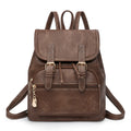Coffee Stylish PU Leather Backpack for Women - Compact Travel Companion