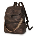 Coffee Stylish Anti-Theft Backpack for Women - Vintage PU Leather Convertible Rucksack & Shoulder Bag