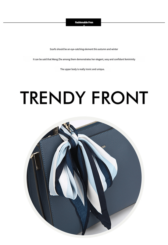 Crossbody Bag with Detachable Silk Scarf - Wine, Blue & Black