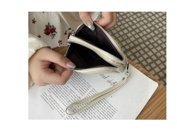 Mini Genuine Leather Wristlet Coin Purse - Olive, Brown & Red