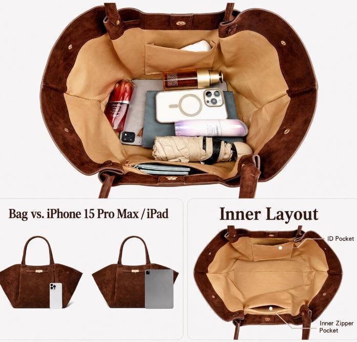 Oversized Slouchy Tote Bag | Soft PU & Suede | 5 Colours | Handbag & Shoulder Bag