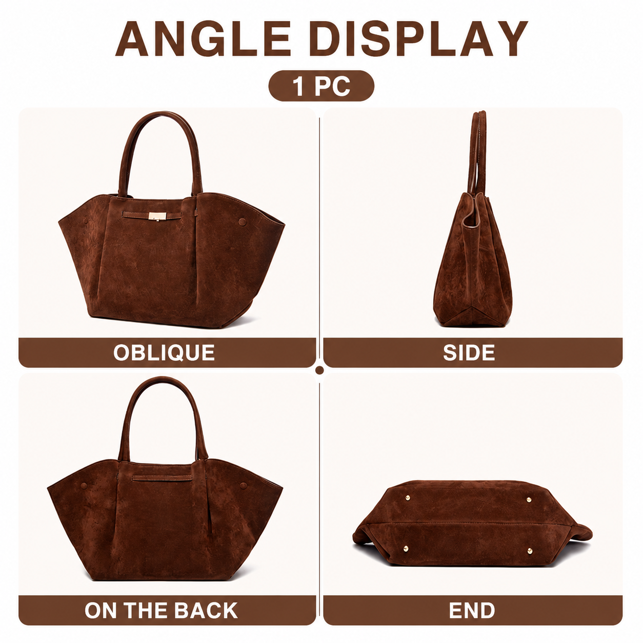 Oversized Slouchy Tote Bag | Soft PU & Suede | 5 Colours | Handbag & Shoulder Bag