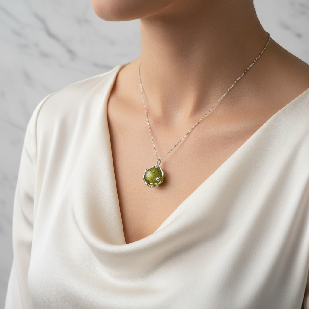 Aroma Necklace Gold Green Lifestyle