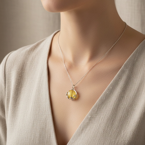Aroma Necklace Golden Yellow Lifestyle