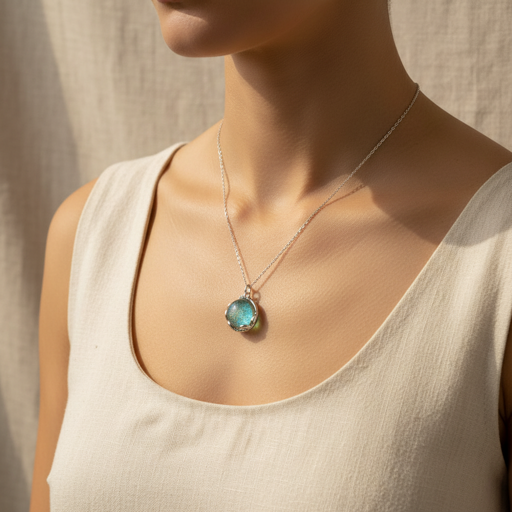 Aroma Necklace Light Blue Lifestyle