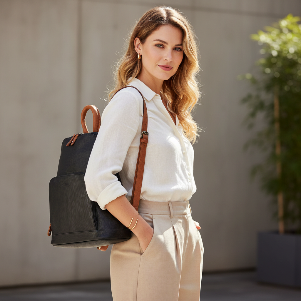 Black Cognac Backpack Lifestyle