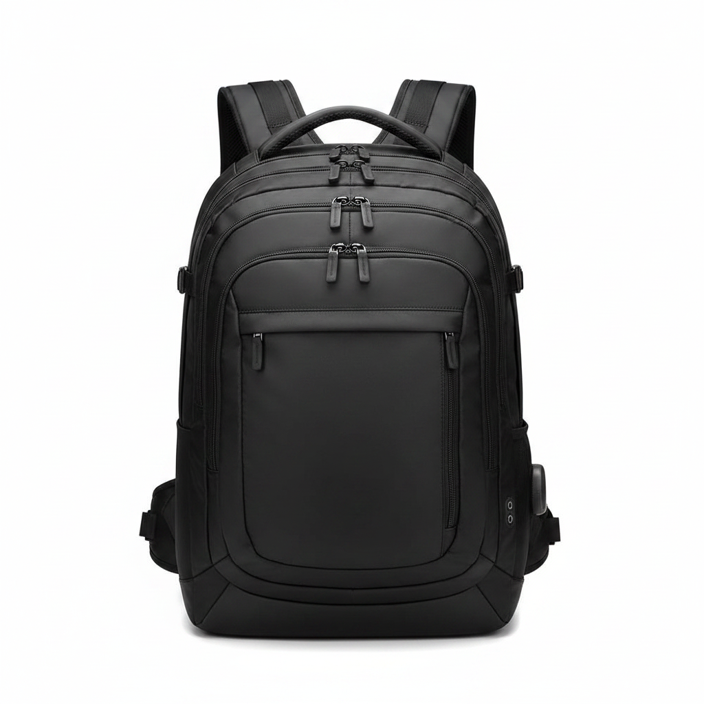 Black Travel Backpack Studio Shot