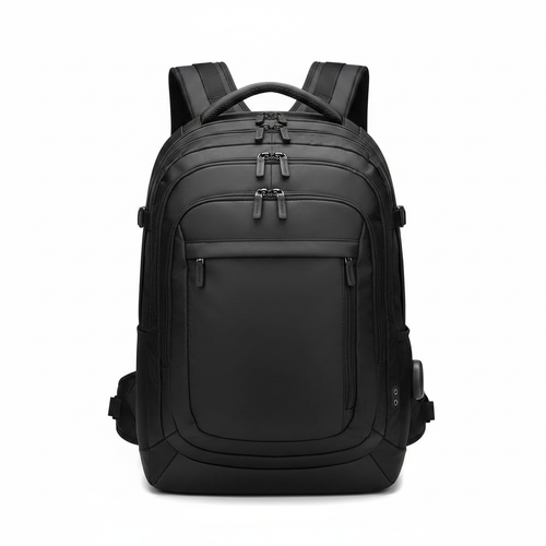 Black Travel Backpack Studio Shot