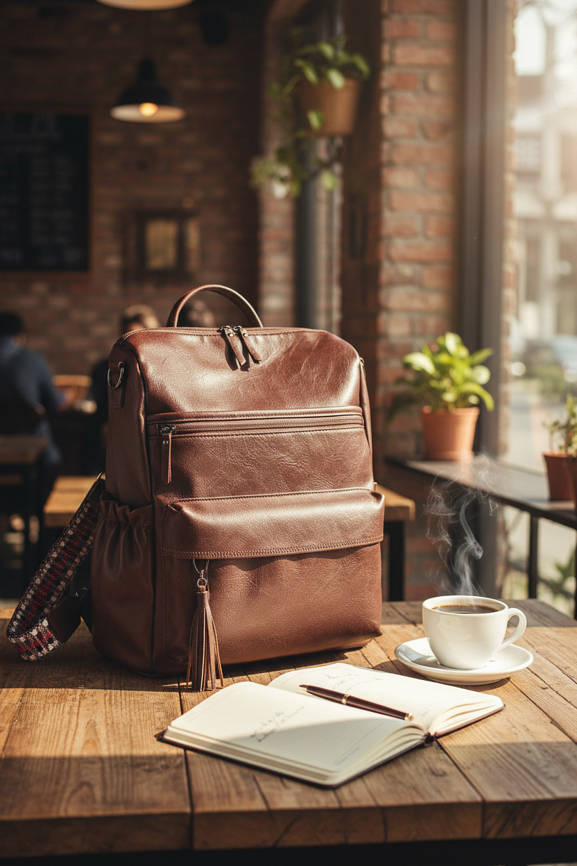 Brown Large-Capacity Backpack