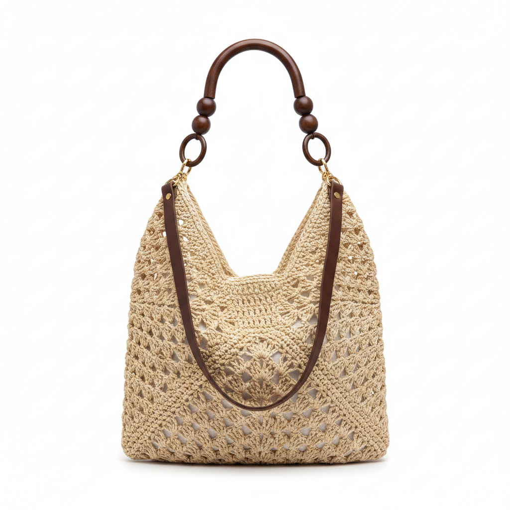 Crochet Beach Shoulder Bag Studio Shot