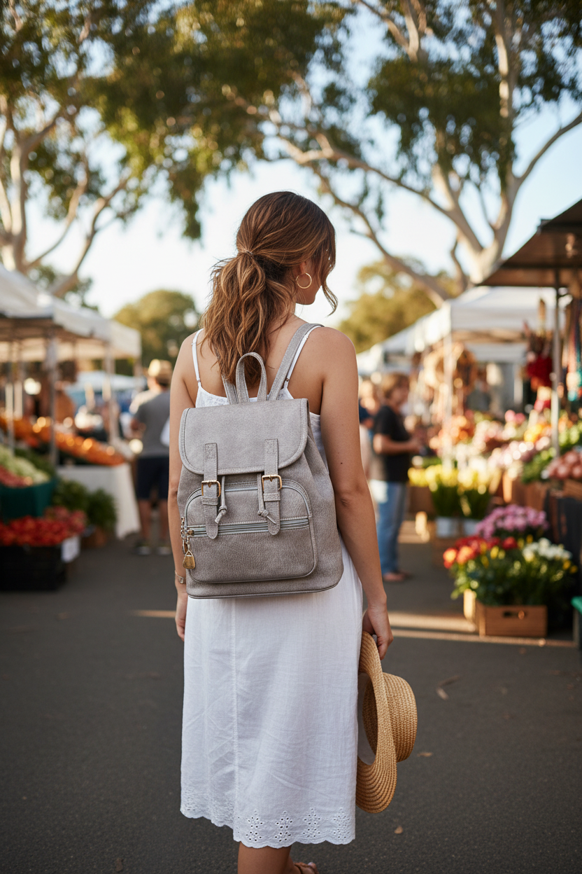 Grey Compact Backpack