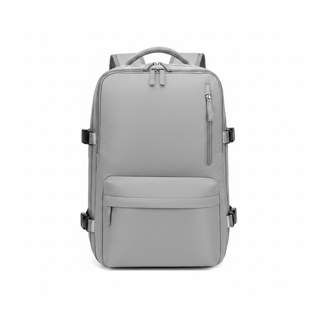 Grey Compression Travel Backpack Studio Shot