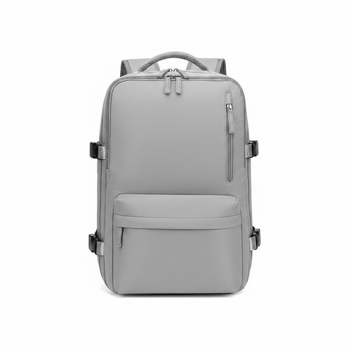 Grey Compression Travel Backpack Studio Shot