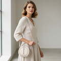 Round Croc Handbag Beige Lifestyle