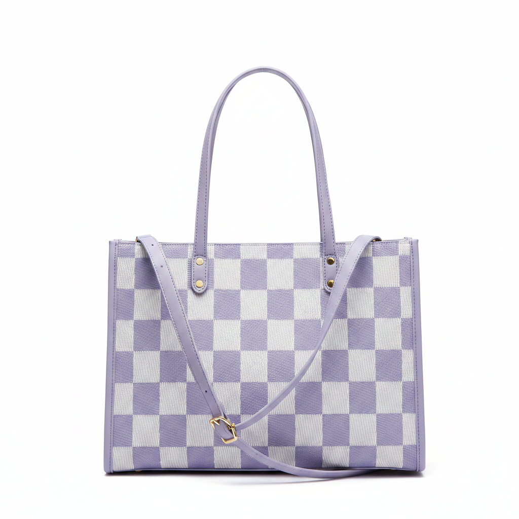 Taro Chessboard Tote Bag Studio Shot