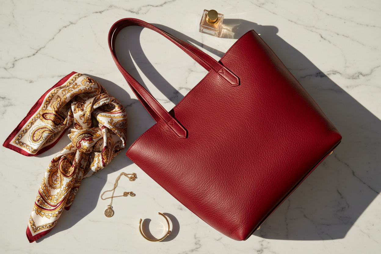 Women's Leather Tote Bag Lifestyle